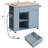 Grey Blue Kitchen Storage Island With Power Outlet & Foldable Leaf Feature, 5, Open Shelving, Wine Rack For Home Cart Function, Blue, 5 Wheels, Storage,-1783694951