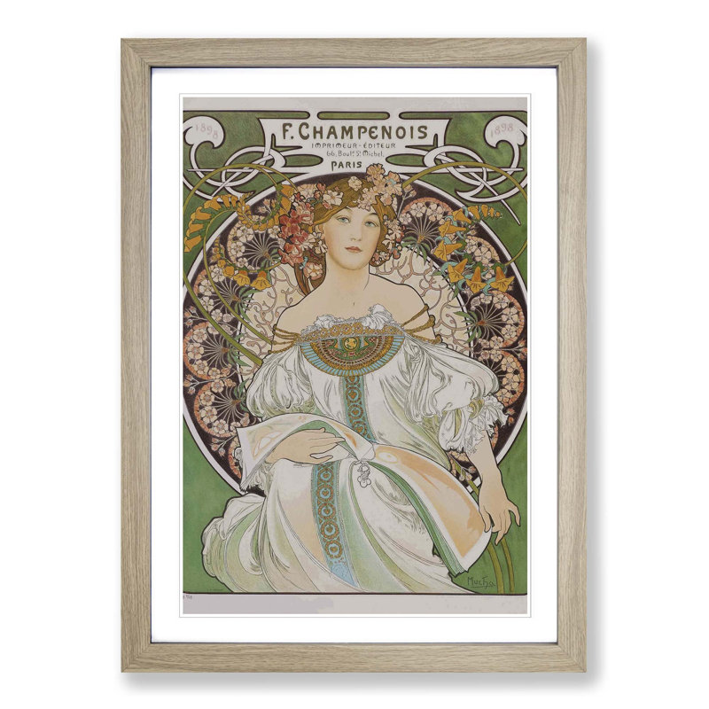 Champenois by Alphonse Mucha - Framed Print, Oak