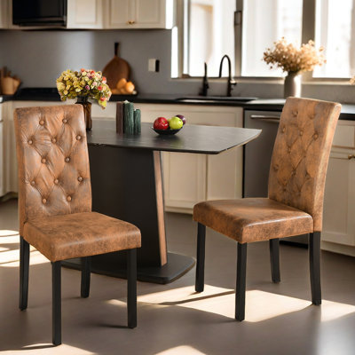 Adaidh 47cm H Tufted Upholstered Upholstered Back Parsons Chair in Brown