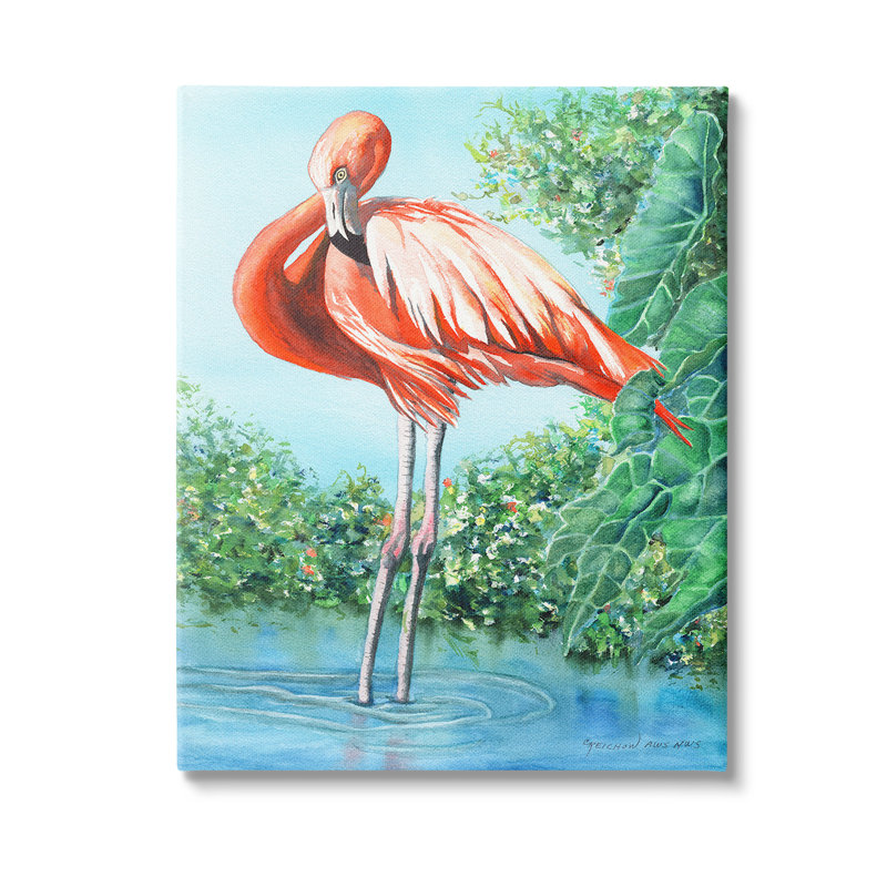 «Flamingo & Lush Nature» par Christine Reichow, H 20 po x l 16 po