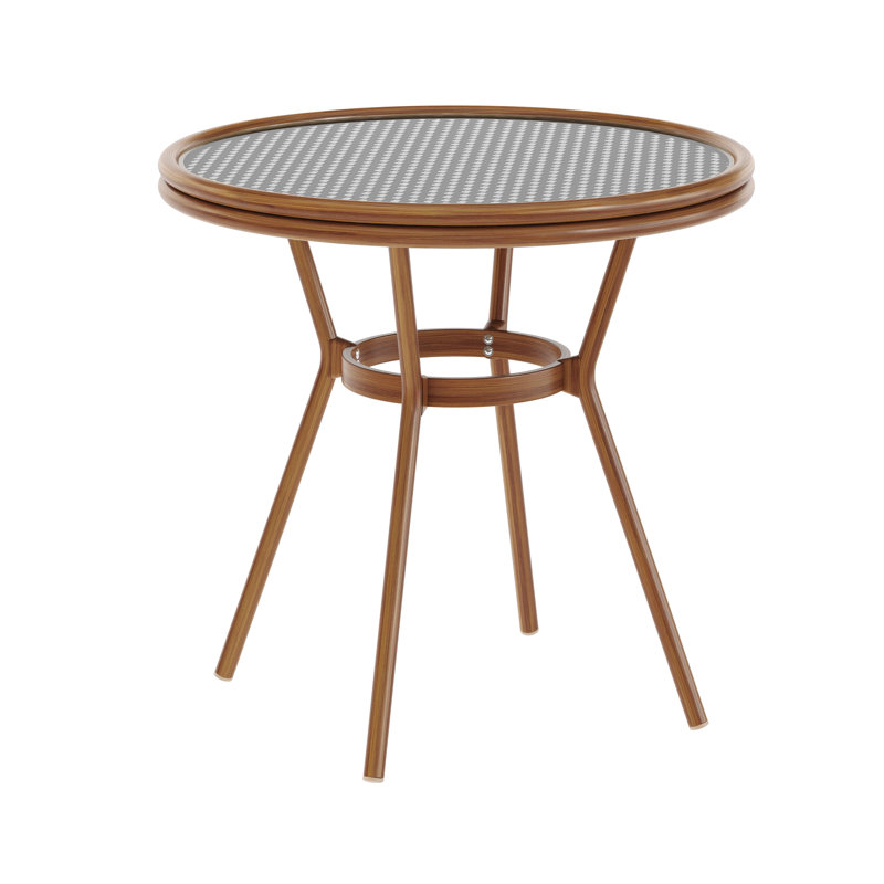 Rylan Indoor/Outdoor Commercial Glass Top Bistro Table, Black/White