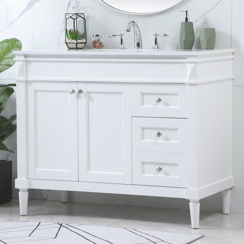 Readington 42'' Single Bathroom Vanity with Engineered Marble Top, White