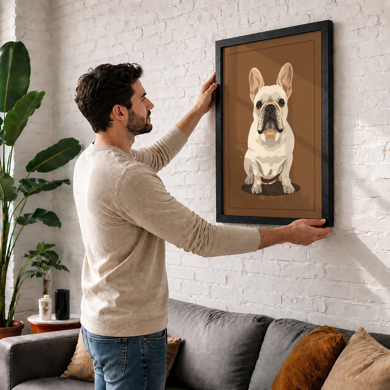 Dignified Bulldog Modern - Framed Print, Unframed, A3 - 42.0 x 29.7 cm