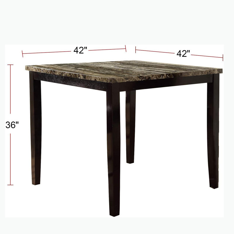 Table de salle à manger Apinya, Brun foncé, H 36 po x L 42 po x l 42 po
