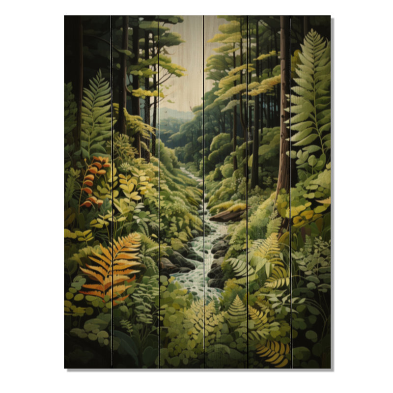 Fougères fougères II, impression sur bois, H 20 po x l 10 po x P 0,78 po