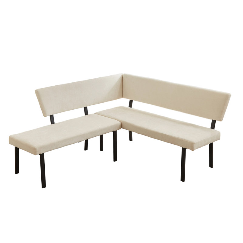 Banc d'angle moderne avec revêtement et pieds en métal, Beige