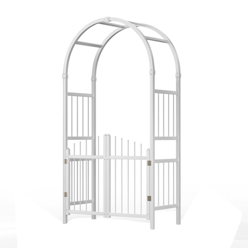86 po Tonnelle de jardin en PVC avec barrière , Blanc