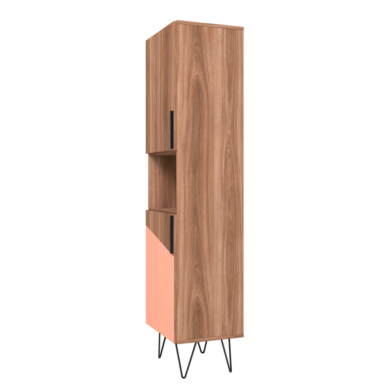 Bibliothèque étagère Beekman H 67,32 po x l 17,51 po, Brun/rose