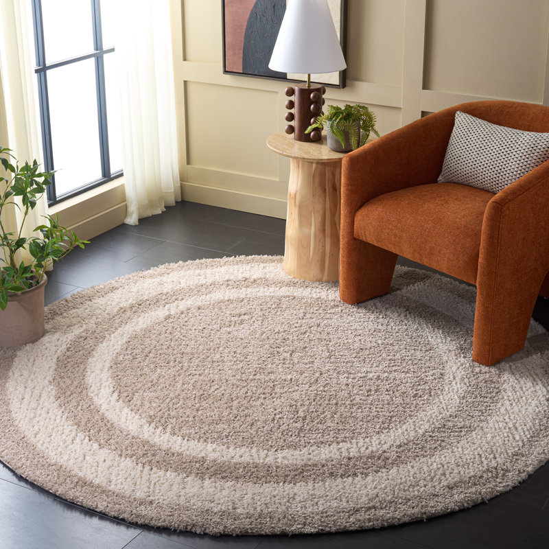 Gemma Shag 608 Performance Geometric Rug, Round 6'7"