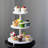Rustic Wooden White 3 Tier Beaded Cupcake Stand Or Serving Tray Dessert Display Stand