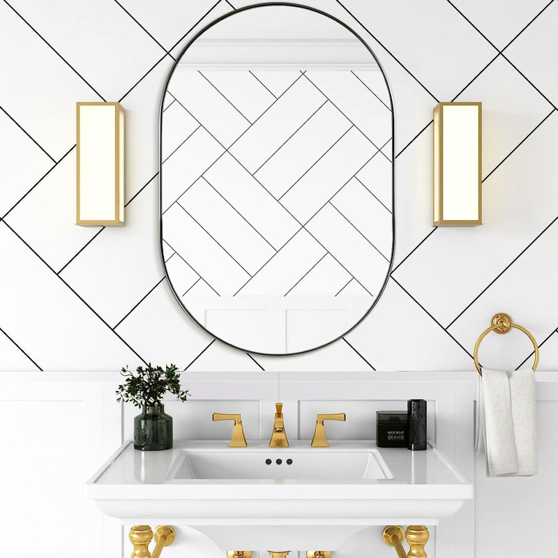 Miroir de vestibule ovale argenté 20x33 pouces