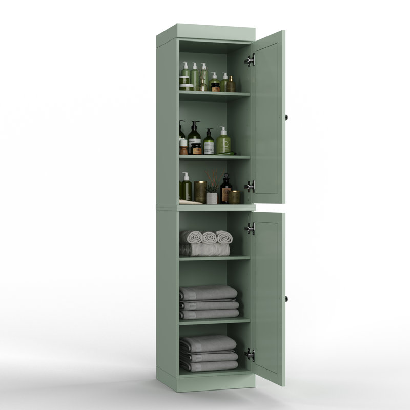 Armoire de salle de bain étroite 100% en bois massif avec portes, tablettes réglables, armoire de rangement modulaire pour salle de bain et buanderie, l 16,5 po x H 71,5 po