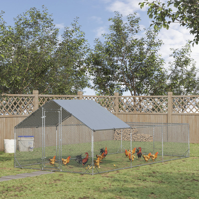 Grand poulailler en métal pour poulets avec housse imperméable et anti-UV
