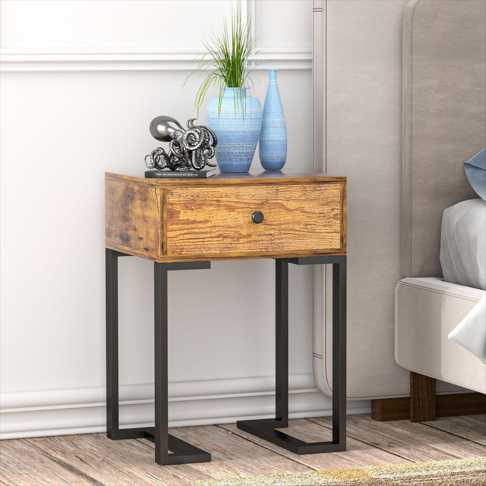 Aibne Nightstand Ebern Designs Table Top Color: Black