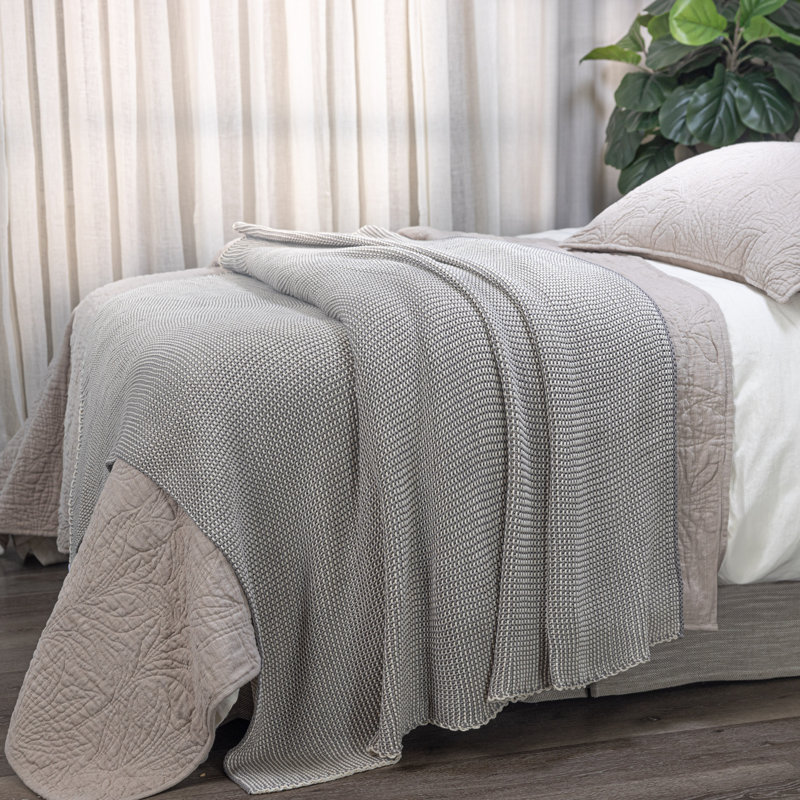 Cohen Knitted Throw Blanket, Charcoal Gray