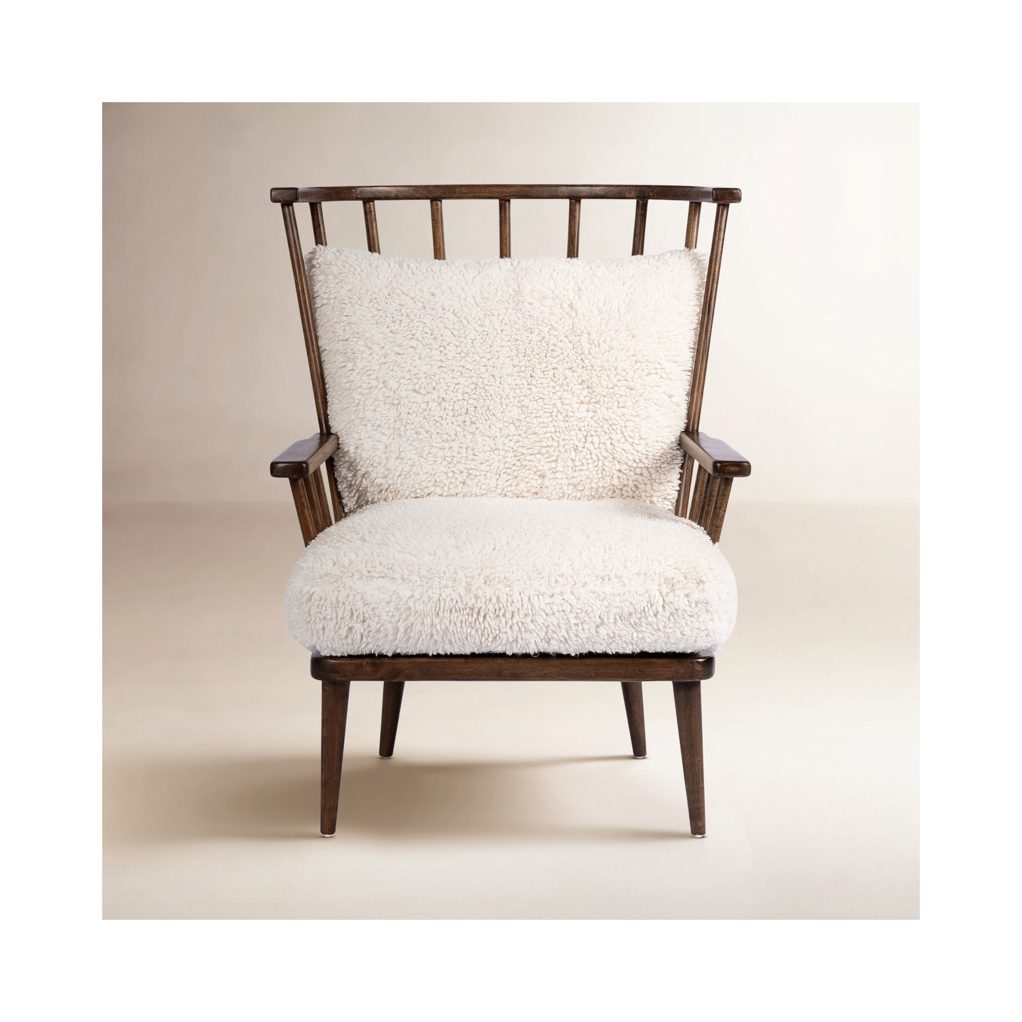 Allie Upholstered Armchair, White Faux Fur