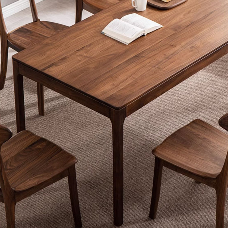 Simple Log Walnut Solid Wood Rectangular Table, 29.52"H x 70.86"L x 31.49"W