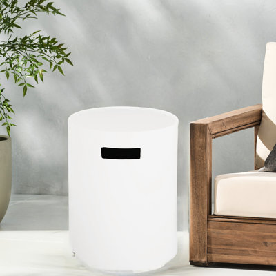 16X20 Inch White Tank Holder/Side Table, Lightweight And , Round Design No Assembly Required Concrete, For Outdoor