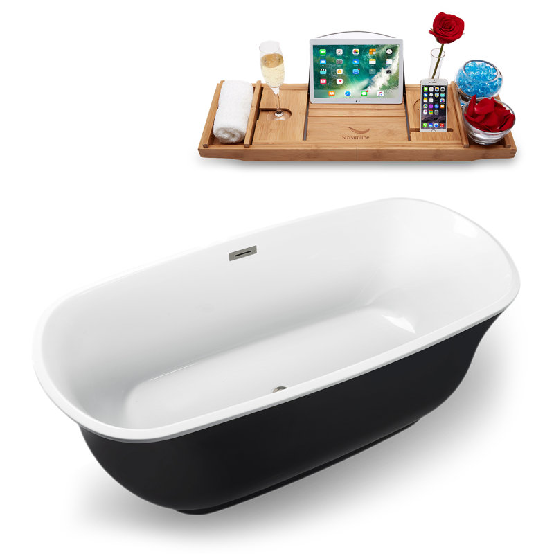 1699.2mm x 779.8mm Soaking Acrylic Bathtub, Brushed Nickel