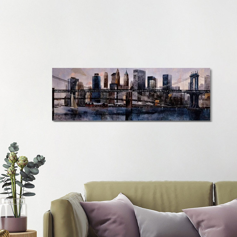 Brooklyn And Manhattan Bridges by Marti Bofarull - Wrapped Canvas Panoramic Gallery-Wrapped Canvas Giclée