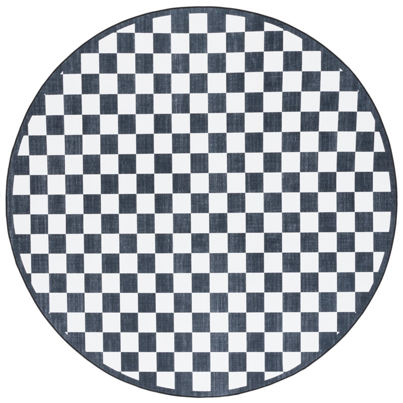 Josalina Clara Performance Machine Washable Checkered Rug, Round 6'