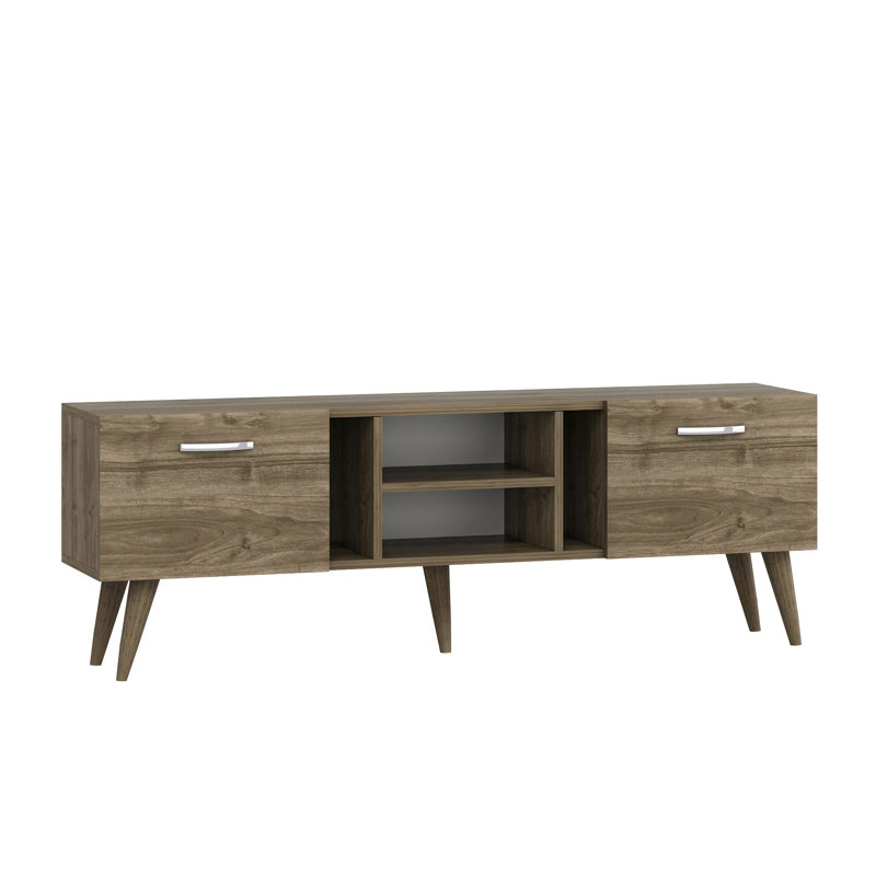 Stylish TV Stand with Multiple Shelves, Walnut Color, 70.9 x 16.4 x 11.6 inches | 100% Melamine Coated Particle Board, Modern Scandinavian Design | Perfect for Living Room & Entertainment Spaces, Ample Storage