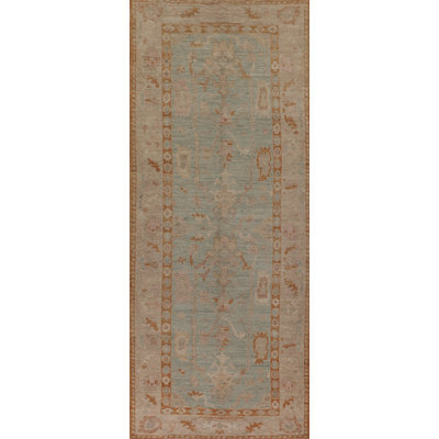 Vegetable Dye Oushak Turkish Runner Rug 4x12