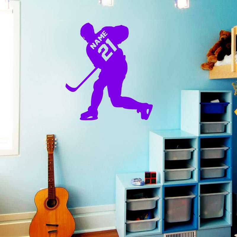 Adhésif décoratif hockey, H 25 po x l 23 po, Mauve, Oui
