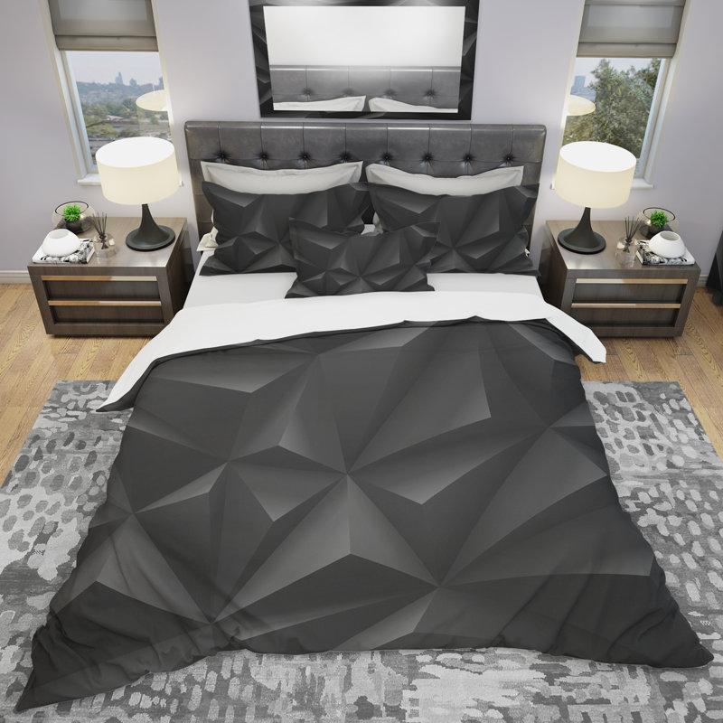 Ensemble de housse de couette moderne, Housse simple + 1 taie décorative