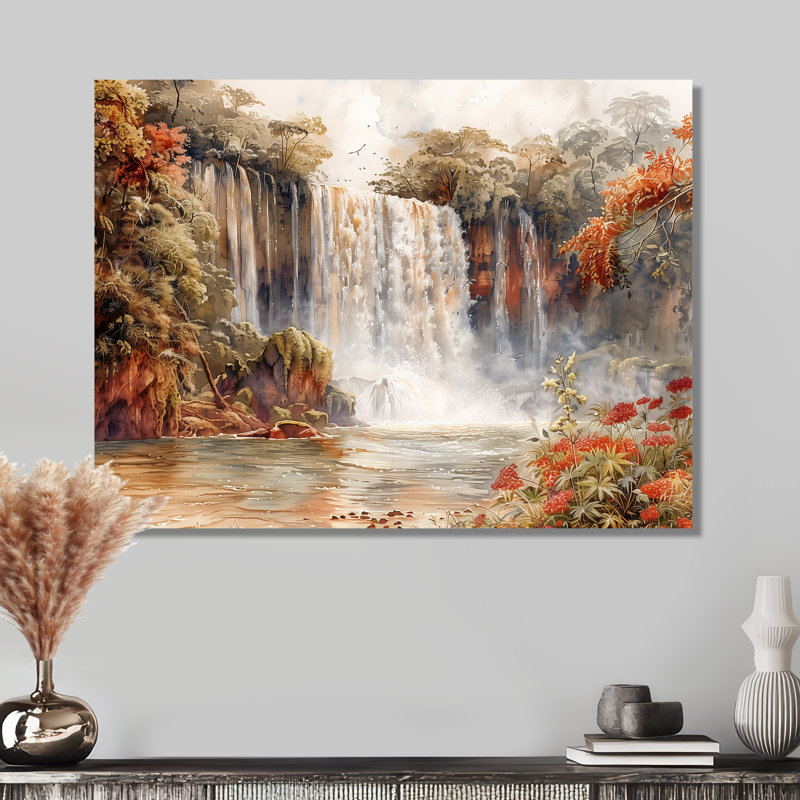 Chutes d'Iguazu dans la jungle de l'Argentine I - art mural Jungle, Métal métal, H 24 po x l 32 po x P 1 po