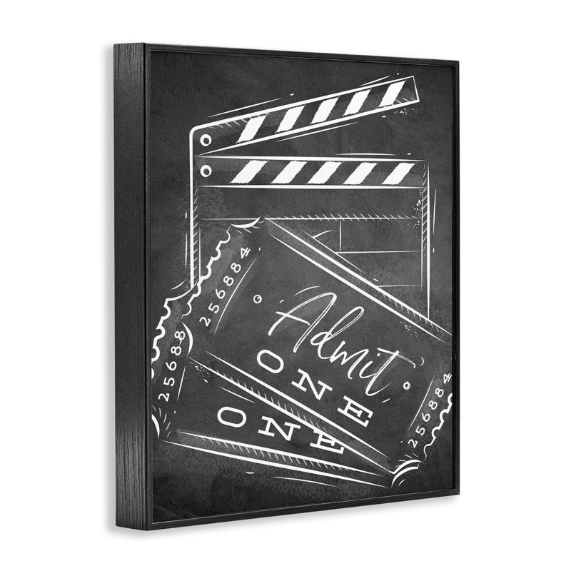 Admit One Movie Ticket Framed Giclee Art, design by Kim Allen, Midnight Black Framed Giclee, 14" H x 11" W