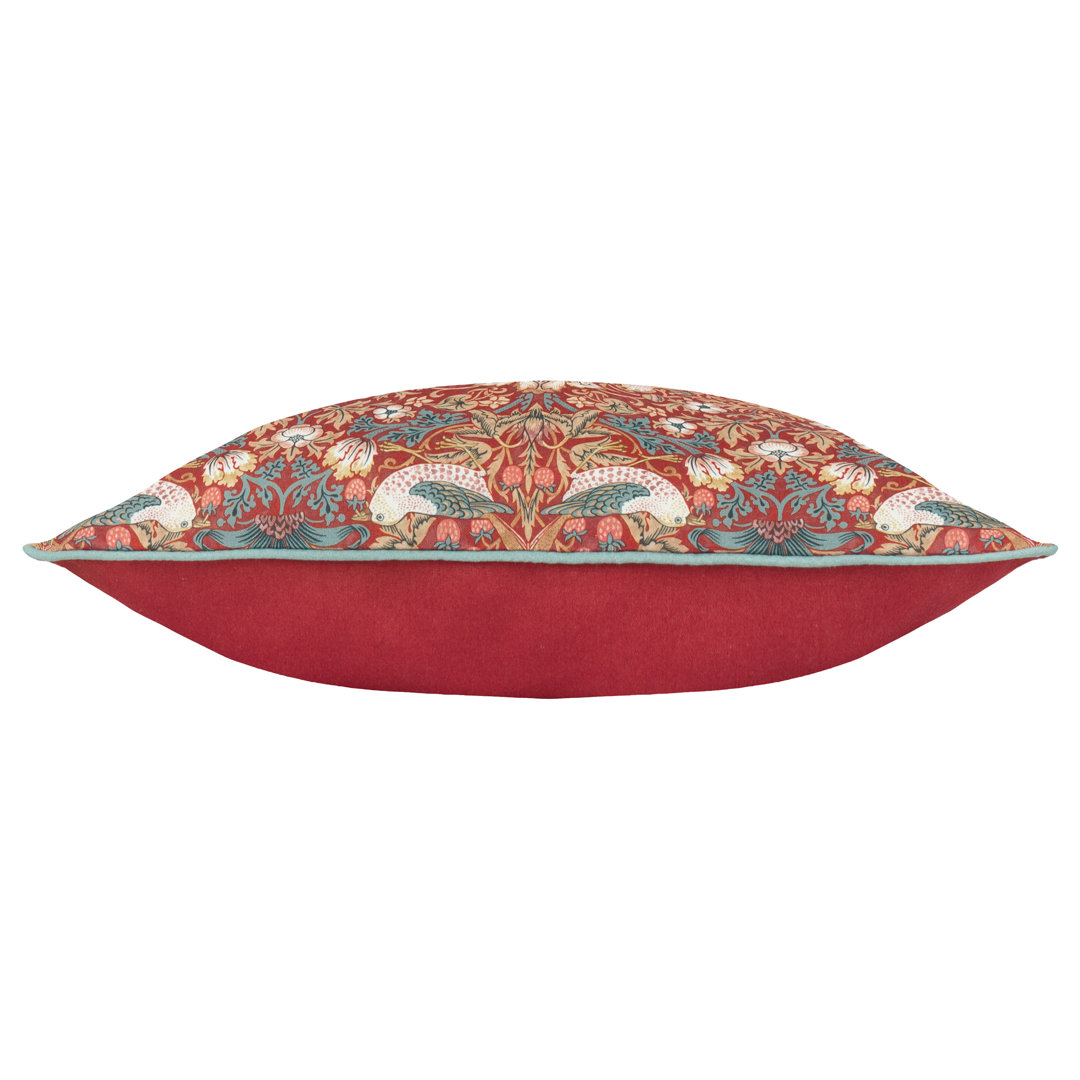Strawberry Thief Indoor / Outdoor Floral Square Throw Pillow Cover
