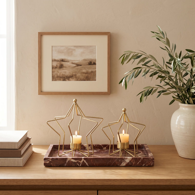 Bola Large Metal Star Shaped Tealight Holder, 6.5" H x 6.5" W x 6.5" D