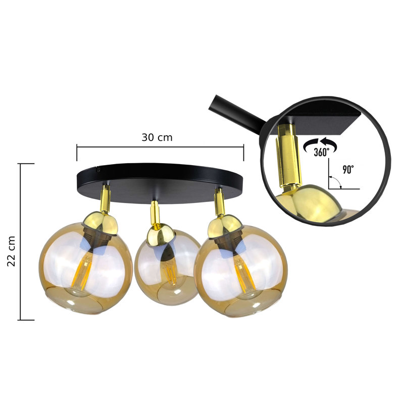 Glass Spotlight, Black/Gold