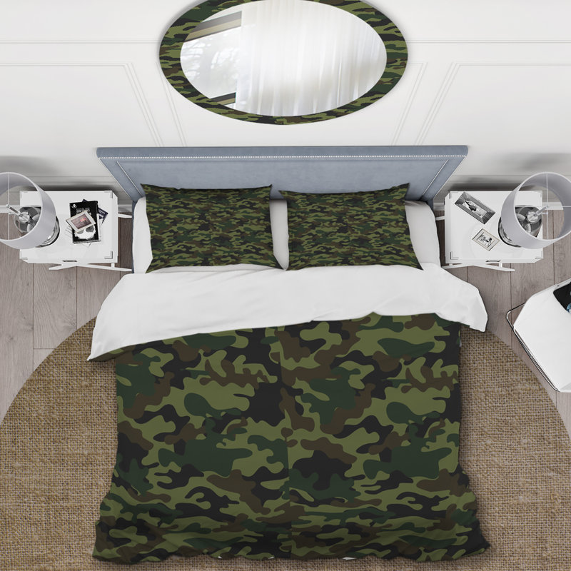 Ensemble de housse de couette Abstract - Microfibre de polyester, Camouflage militaire kaki