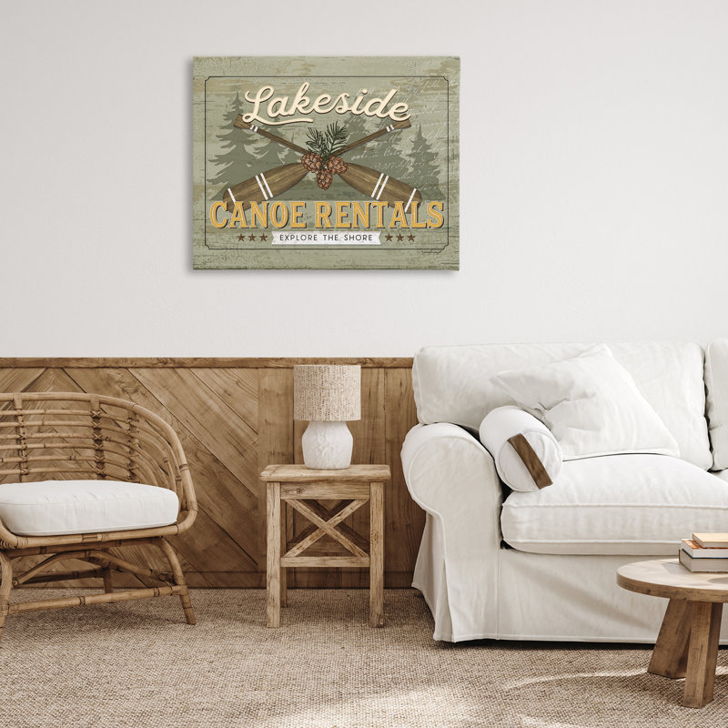 Art mural sur toile Lakeside Canoe, design par Jennifer Pugh, H 30 po x l 40 po