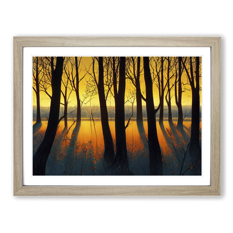 Spring Forest Sunrise Vol.1 - Single Picture Frame Print, Oak, 25cm H x 34cm W x 2cm D