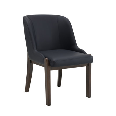 Black Leatherette & Walnut Side Chair (Set Of 2)