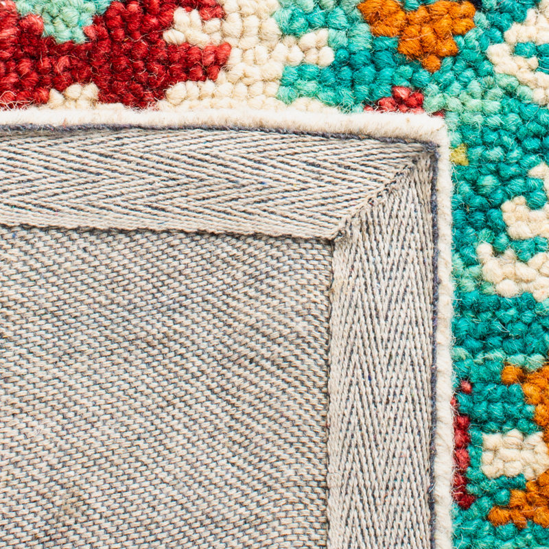 Hand Tufted Wool/Cotton Southwestern Rug in Light Blue/Red, Rectangle 5' x 8'