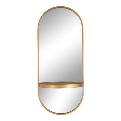 Miroir plat en métal avec tablettes Lumi