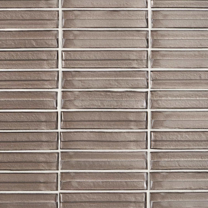 Maya Stacked 12x12 Polished Glass Mosaic Tile, Stacked Twilight
