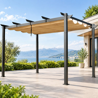 Vrbgify Grey Aluminum Awning for Pergola