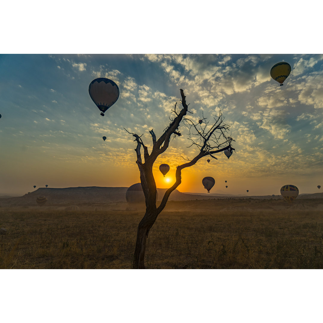 Heißluftballon Sonnenaufgang - Kunstdrucke auf Leinwand