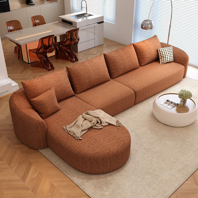 Canapé modulaire à dossier incurvé de luxe modulaire à dossier incurvé de 138,6 po Boneless, Orange