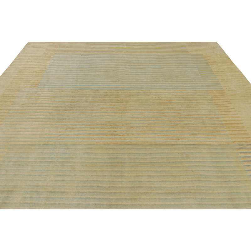 Rug & Kilim’S Modern Art Deco-Inspired Rug In Gold And Blue Geometric Patterns