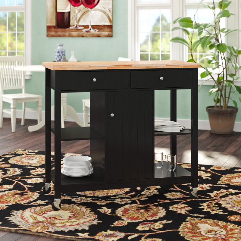 Glyn Solid Wood Top Kitchen Cart, Brown