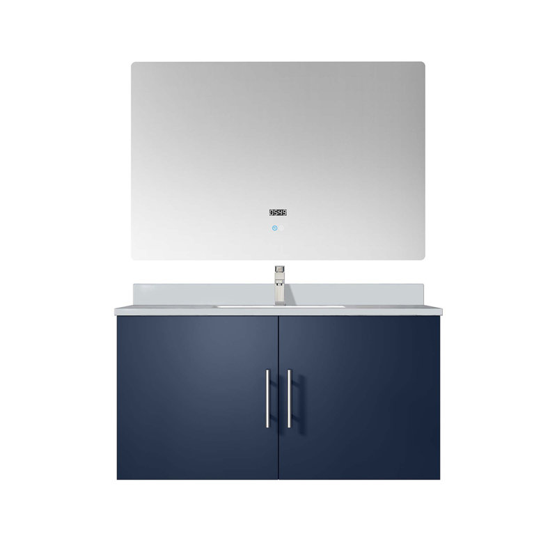 Ensemble de meuble-lavabo avec robinet et miroir DEL, Bleu