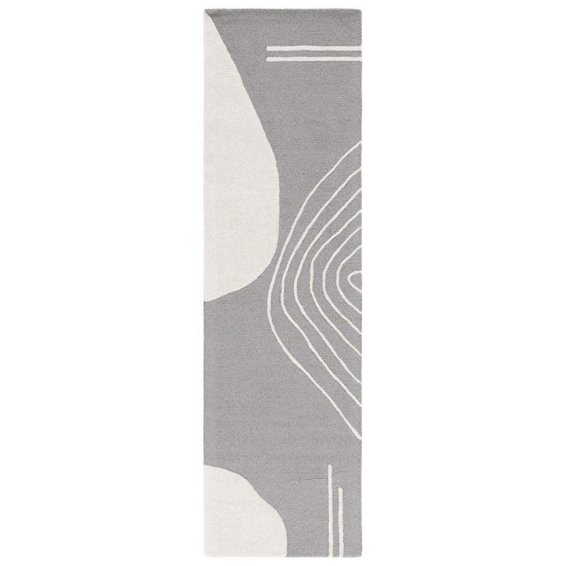 Tapis gris / ivoire Arabelle 860, Tapis de couloir 2 pi 3 po x 10 pi