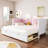 Twin XL To King Size Daybed With Two Storage Drawers And Upholstered Backrest
