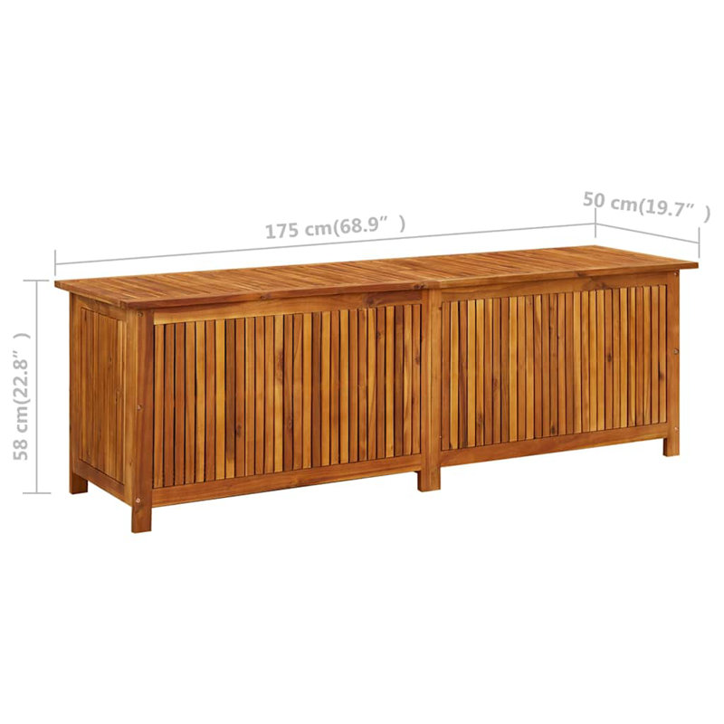 Large Acacia Wood Outdoor Storage Deck Box with Water-Resistant Lining
